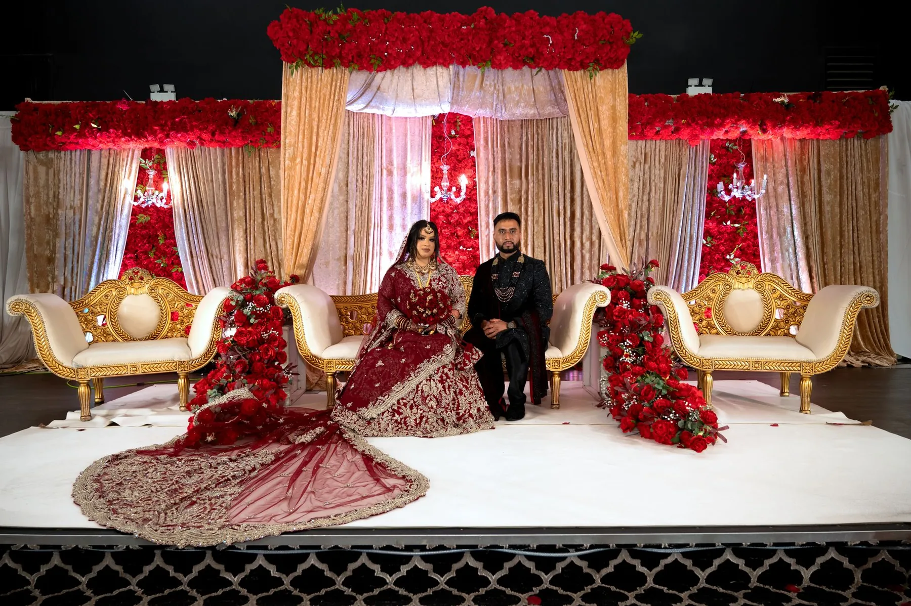 couple on reception stage couple on reception stage
